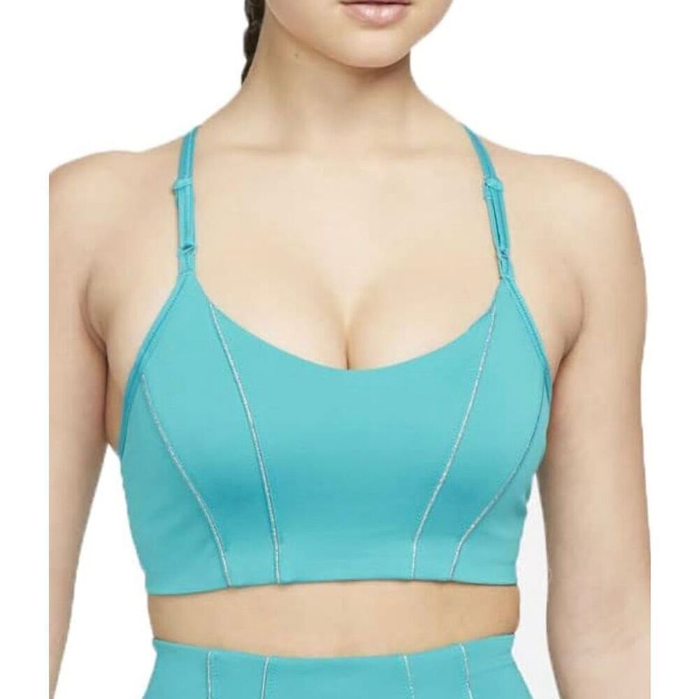 Nike Small Yoga Indy Women's Light-Support Padded Metallic Tape Sports Bra